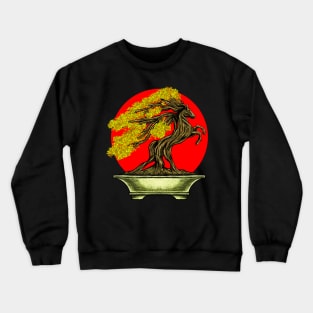 Bonsai horse red moon Crewneck Sweatshirt